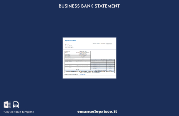 modello SCR di estratto conto bancario di Cipro Hellenic Bank in stile verificat